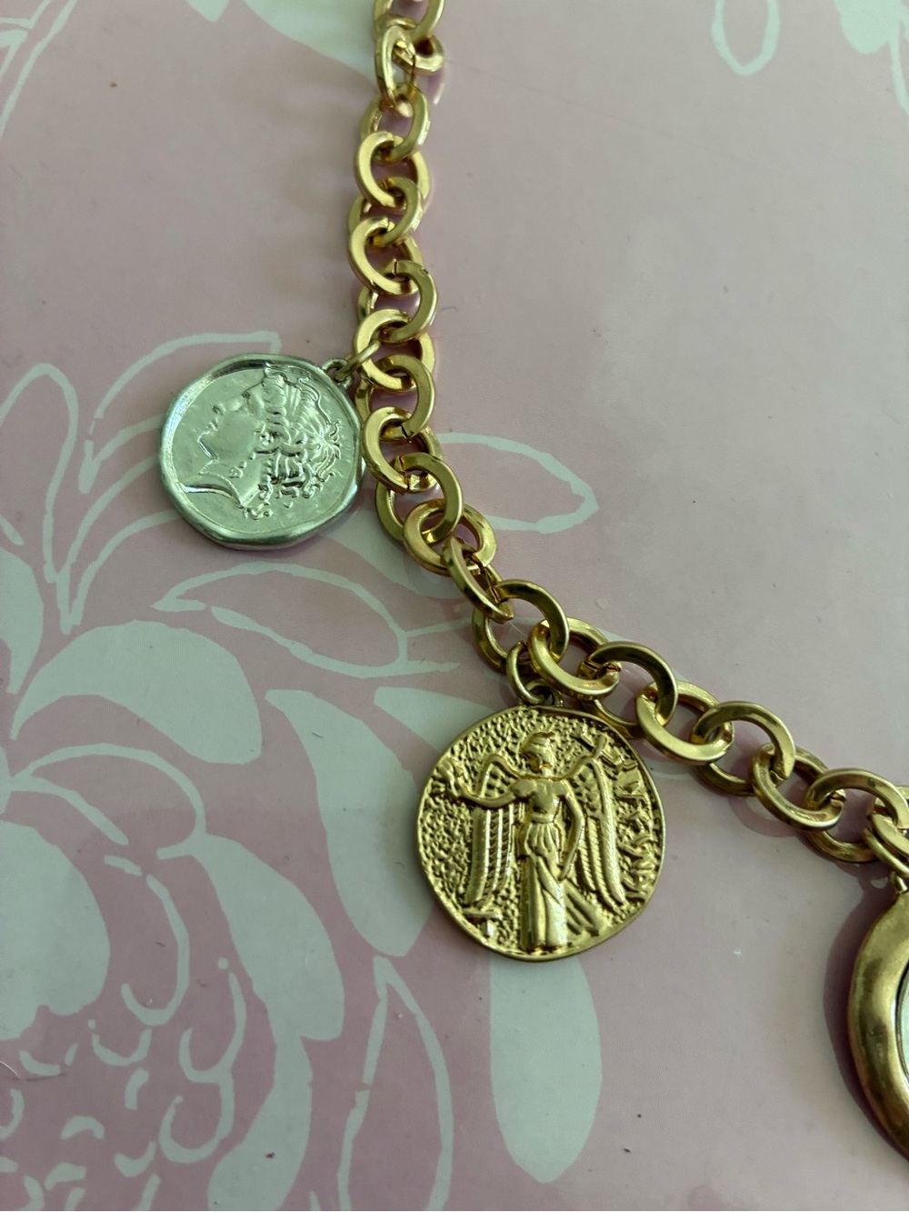 Gold-Tone Coin Charm Necklace - Women Jewelry - Picture 3 of 7